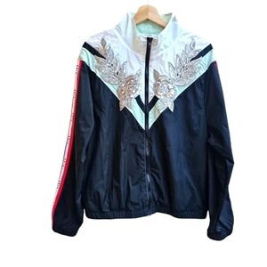 Victoria’s Secret Pink Bling rose floral track sport jacket, Size Medium